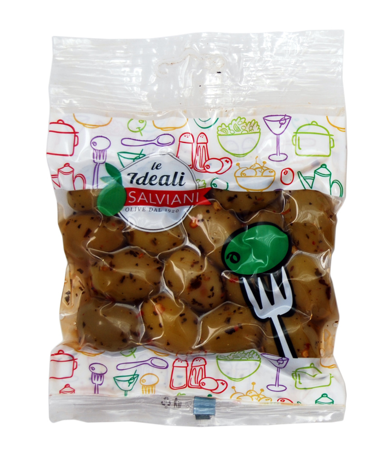 Olivy kořeněné zelené SALVIANI 125g 