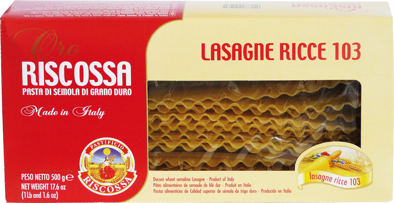 Lasagne ricce precotte - lasaně s vlnkovaným okrajem předvařené RISCOSSA 500g