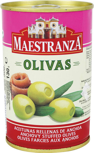 Zelené olivy plněné ančovičkovou pastou MAESTRANZA 300g