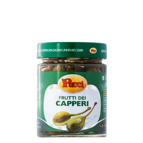 Plody kapary se stopkou v nálevu z vinného octa PUCCI 210g