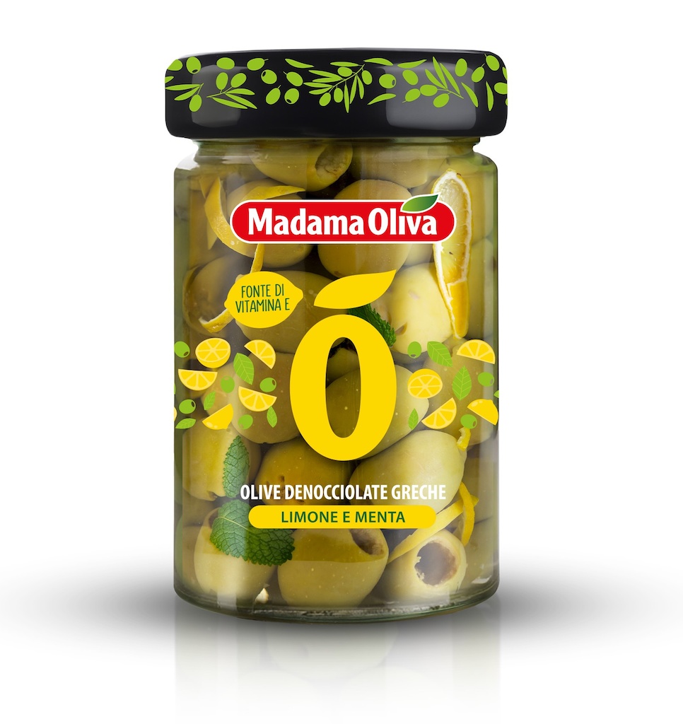 5-13008 Zelené olivy citronmáta v nálevu MADAMA OLIVA 300g