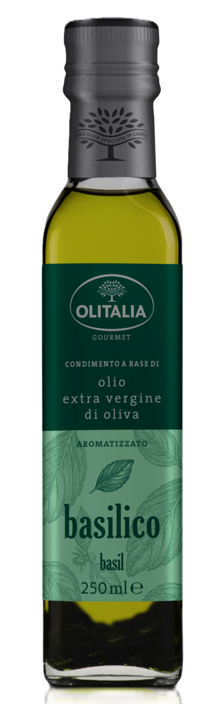 4-20004 Zálivka s extra panenským olivovým olejem bazalka OLITALIA 250ml EAN 8007150905072