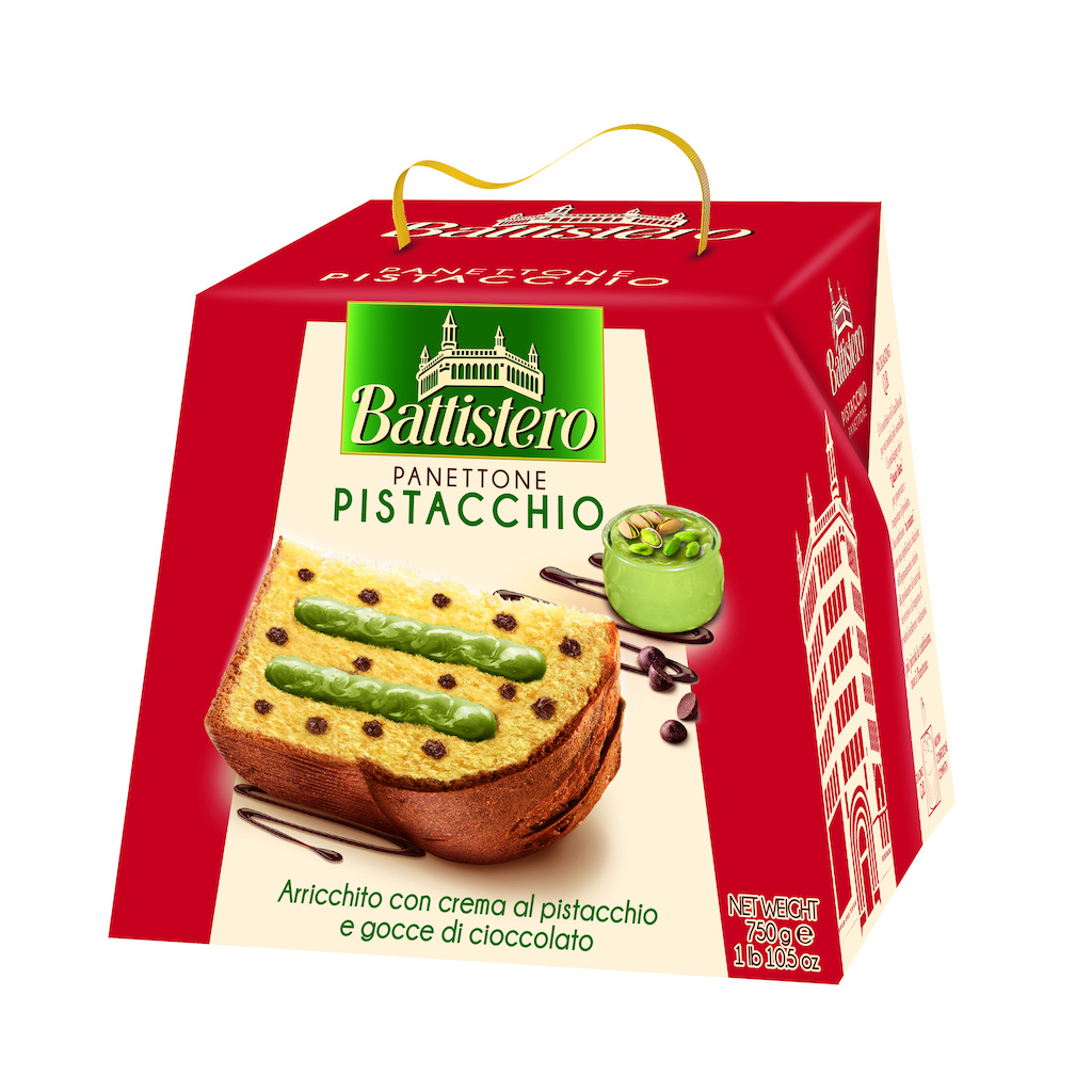 7-83079 Panettone pistacchio+gocce 750g Battistero 