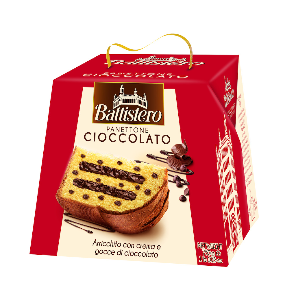 7-83080 Panettone cioccolato+gocce 750g Battistero 