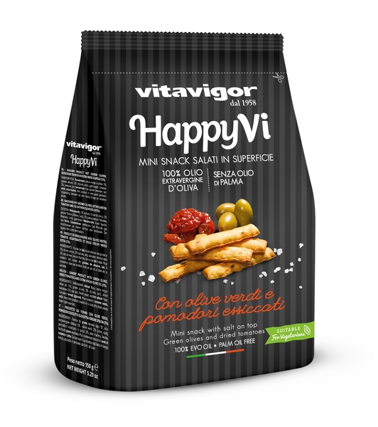Mini grissini - tyčinky s olivami, sušenými rajčaty a extrapanenským olivovým olejem VITAVIGOR 150g