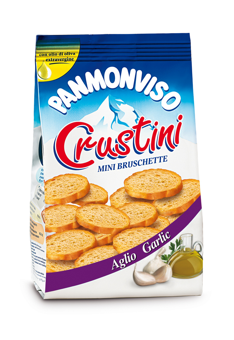 Mini bruschette s extra panenským olivovým olejem s česnekem a petrželkou PANMONVISO 120g