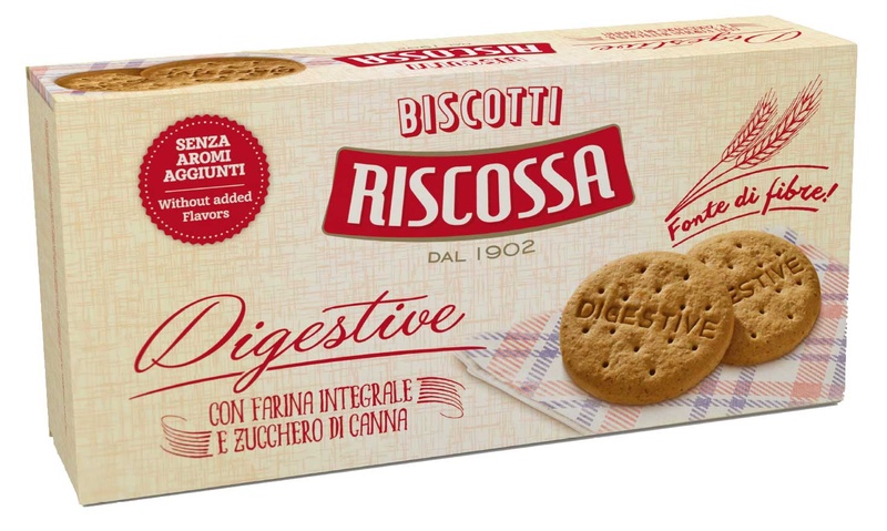 Digestive - sušenky s celozrnnou moukou a třtinovým cukrem RISCOSSA 380 g