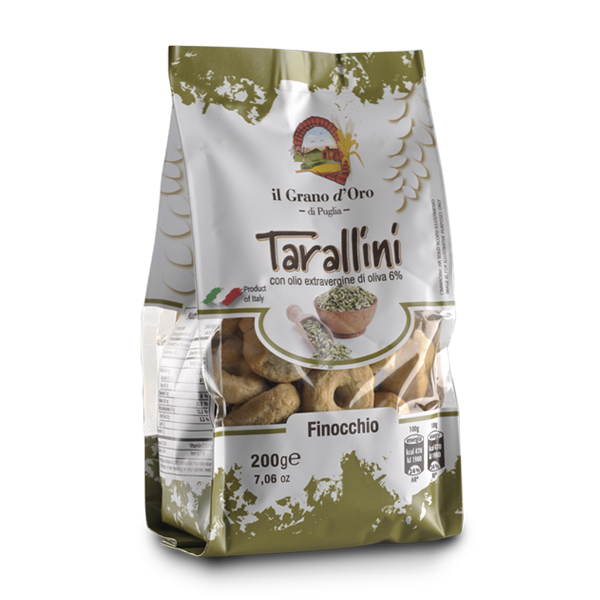 Tarallini Finocchio con olio extravergine di oliva - kroužky s příchutí fenyklu GRANO D´ ORO 200g 